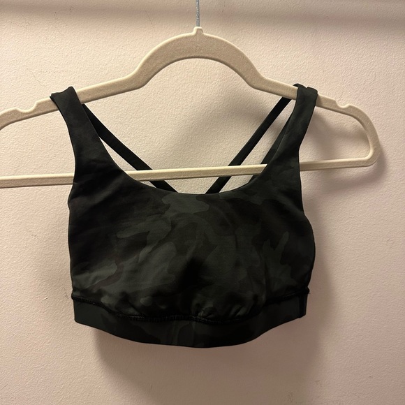 Lululemon Energy Bra Medium Support in Incognito Camo Multi Gator Green Size 4 - Picture 3 of 4